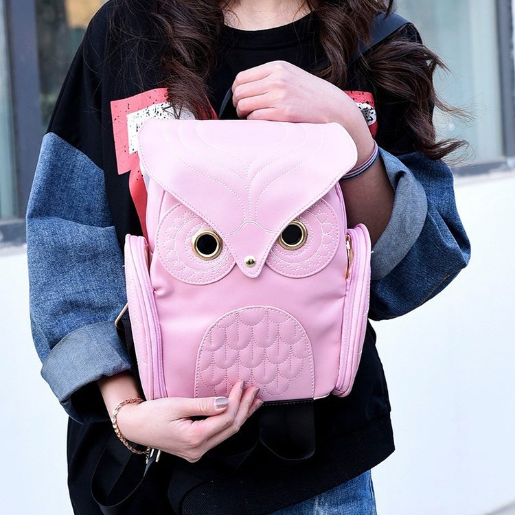 Owl Enchantress Flap Backpack Fashionable PU Leather Daypack with Quirky Shape - Perfect for Halloween Night & Cosplay Parties dh910320090