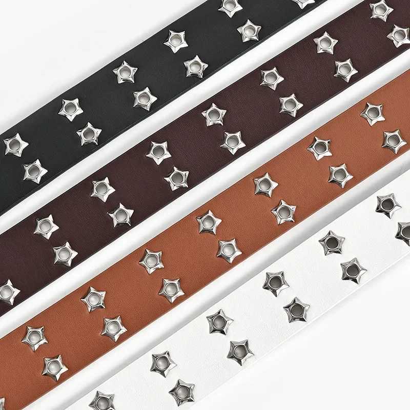 Fashion Men Women Punk style Chain Belt Adjustable Hollow star Double breasted Buckle Metal Buckle Leather Jeans Waistband W241228