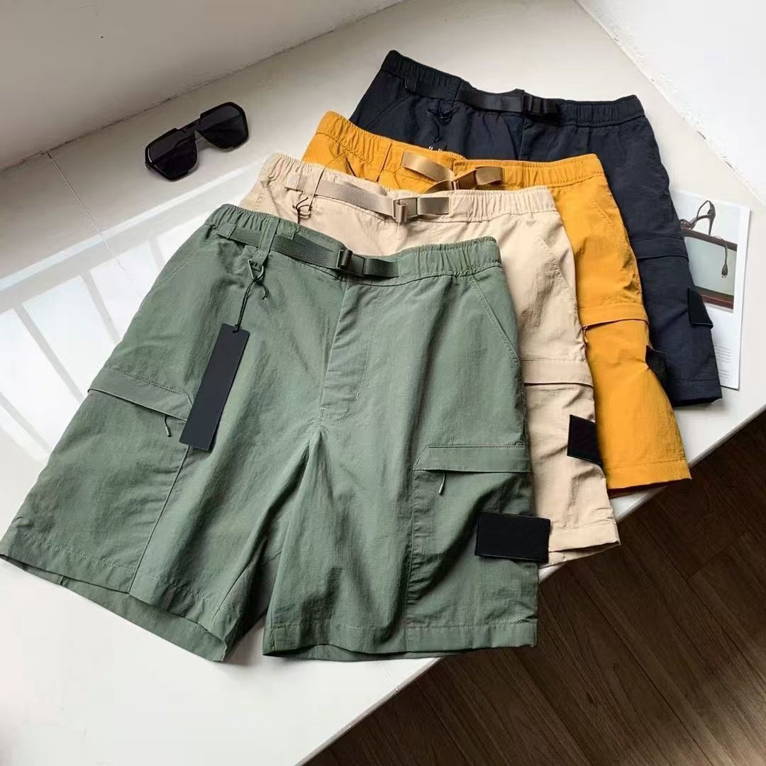 Stones designer mens cargo shorts casual sports fashion street style tide knee length beach shorts big pockets work five-piece shorts summer swea