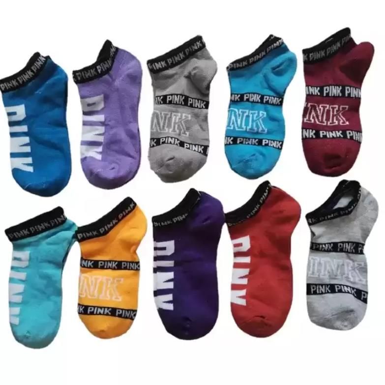 Photos Have Real With Tags Pink Black Adult Cotton Short Ankle Socks Sports Basketball Soccer Teenagers Cheerleader Girls Women Sock Wholesale