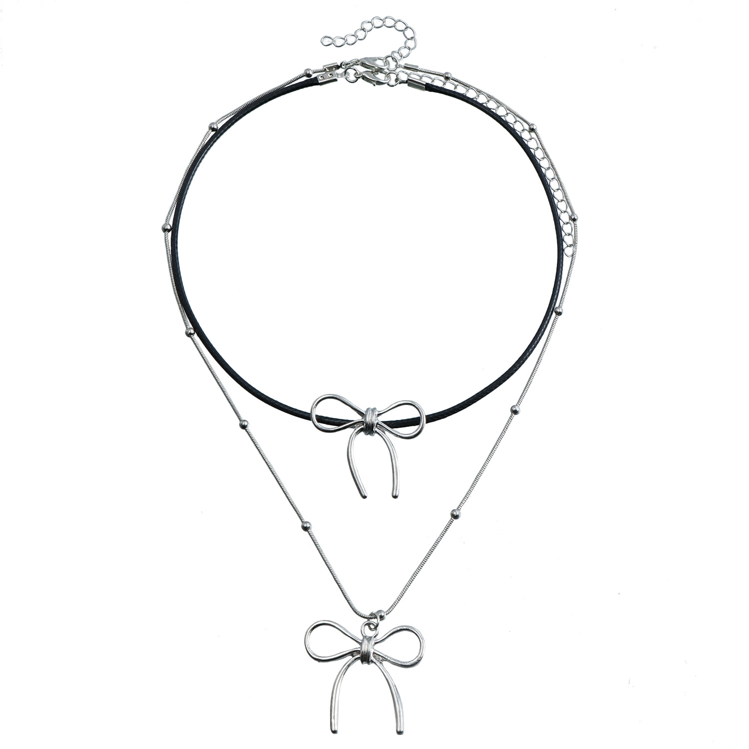Elegant Double Layered Necklace for Sweet Cool Girls Chic Layering Statement Piece Butterfly Pendant Necklaces For Women Choker Silver Plated Y2K Jewe