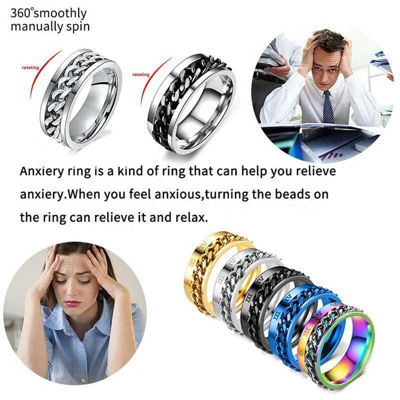 Titanium Steel Rotatable Chain Rings for Men Women Spinner Ring Anti Str Multifunctional Rings Bottle Opener Ring Club GiftXJ241127