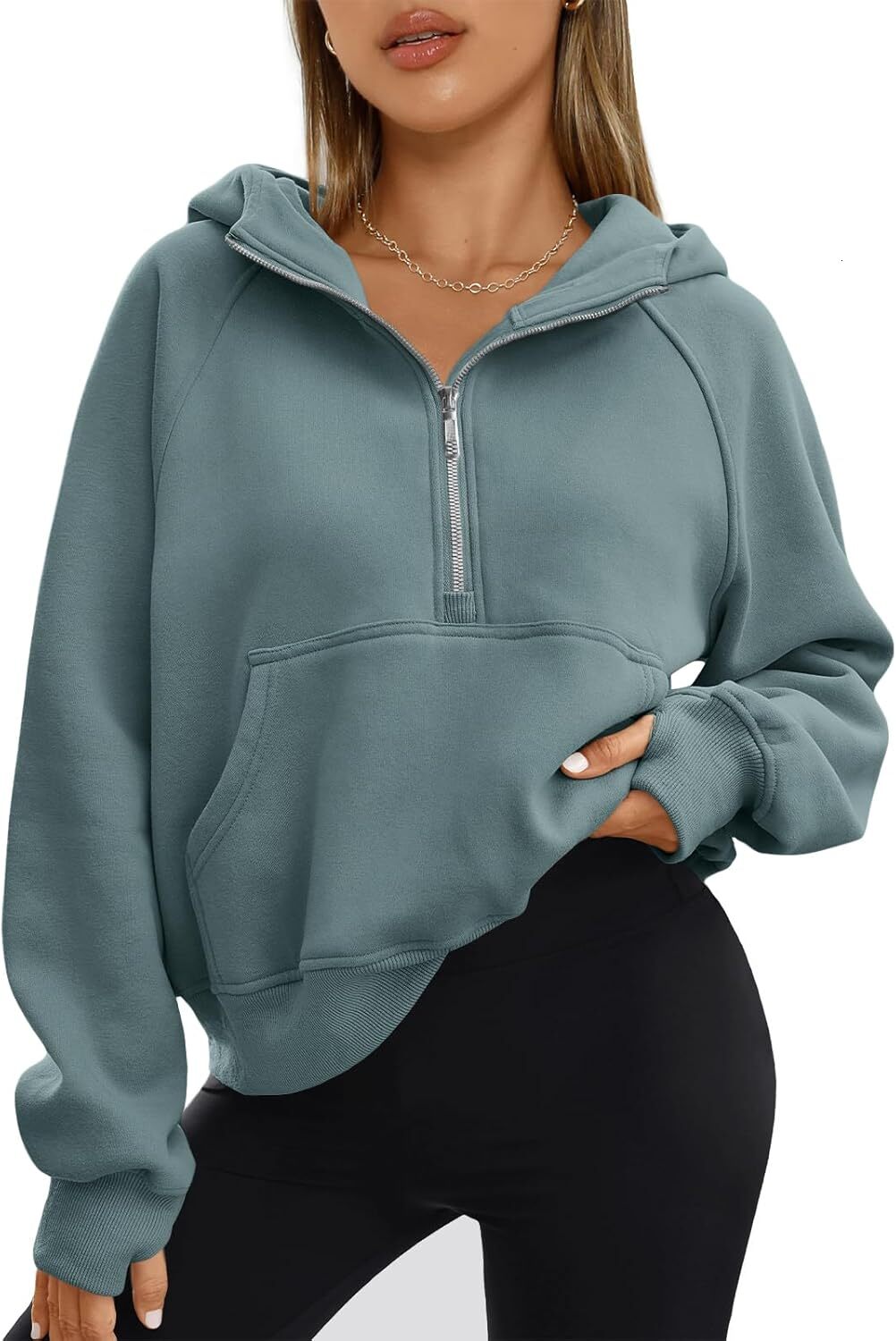 Cropped Hoodies Fleece Half Sweatshirts Jackets Womens Quarter Zip Up Pullover Fall Outfits 2024 Winter Clothes