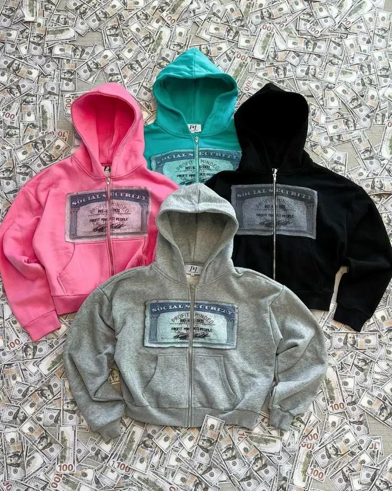 CNLONGBIDA Mens Hoodies Retro Autumn For Men And Women Printed Personalized Patterns Street Style Hooded Cardigan Long Sleeves