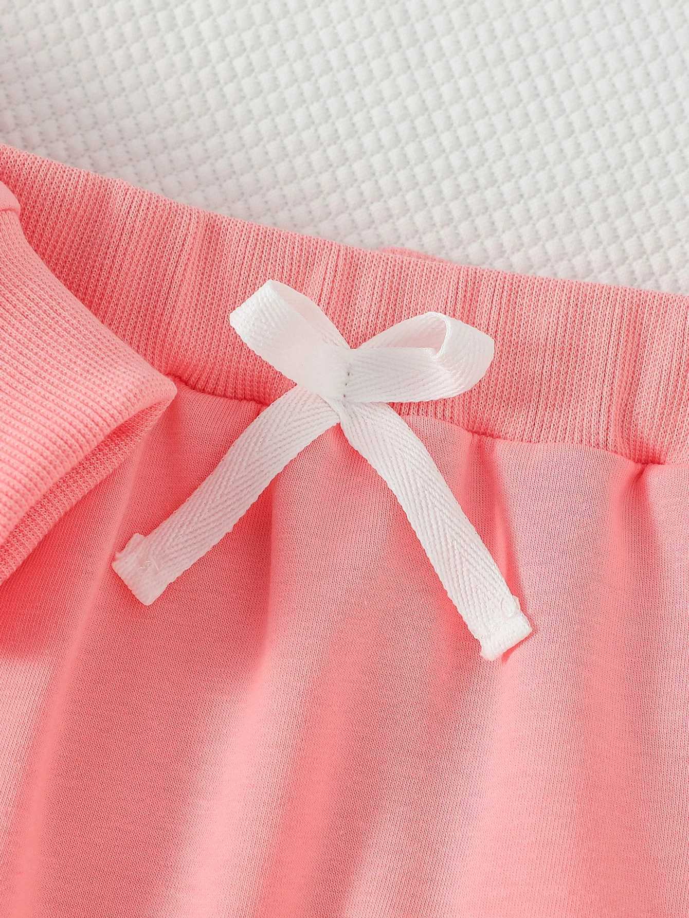 Clothing Sets 2pcs Baby girl autumn casual and cute cartoon rainbow Pink Sweatshirt+ Long Trousers With bow Active Fashion Set H241126