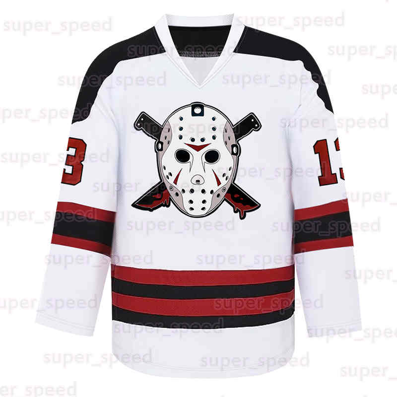 Men 13 Jason Voorhees Ice Hockey Jersey 00 Clark Griswold Christmas Vacation Friday The 13th Movie Jerseys Halloween Horror Shirt Stitched White