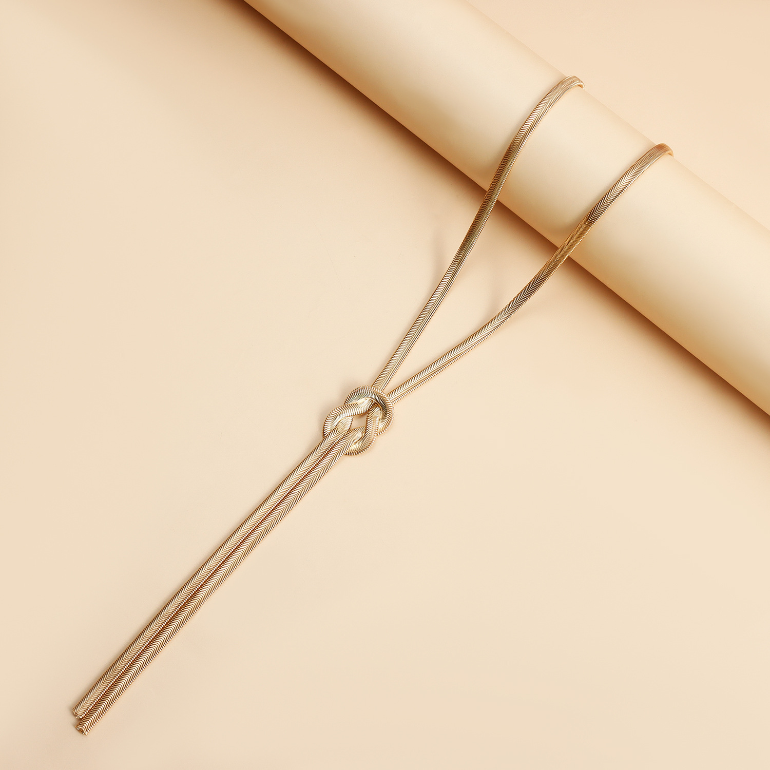 Gothetic Punk Metal Flat Snake Chain Chest Knoted Choker Necklaces For Women Gold Plated Long Tassel Necklace Sexy Jewelry Aesthetics Party Gift Y2K