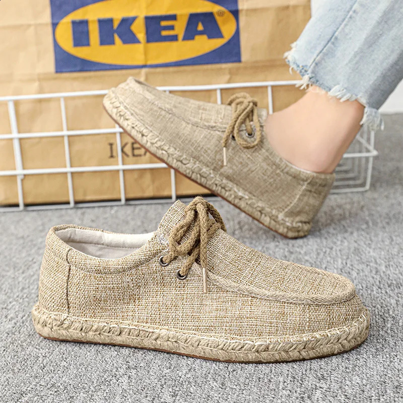 Mens breathable shoes fashionable and casual canvas smooth and comfortable to slide on Loafer soft Penny Loafer mens lightweight driving boat shoes 24