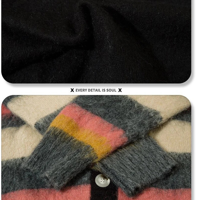 Colorful striped oversized loose cardigan sweater knitted top Y2K 240907