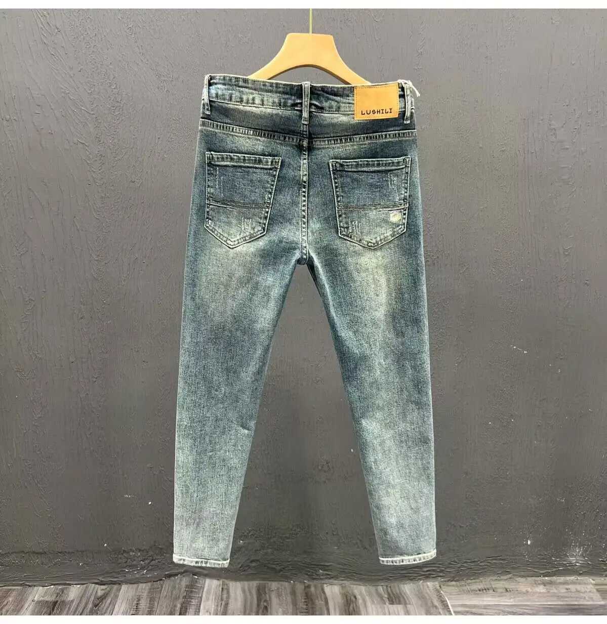 Korean luxury clothing mens slim fit open top casual jeans Spring and Autumn retro mens tight jeans soft jeans X2410261