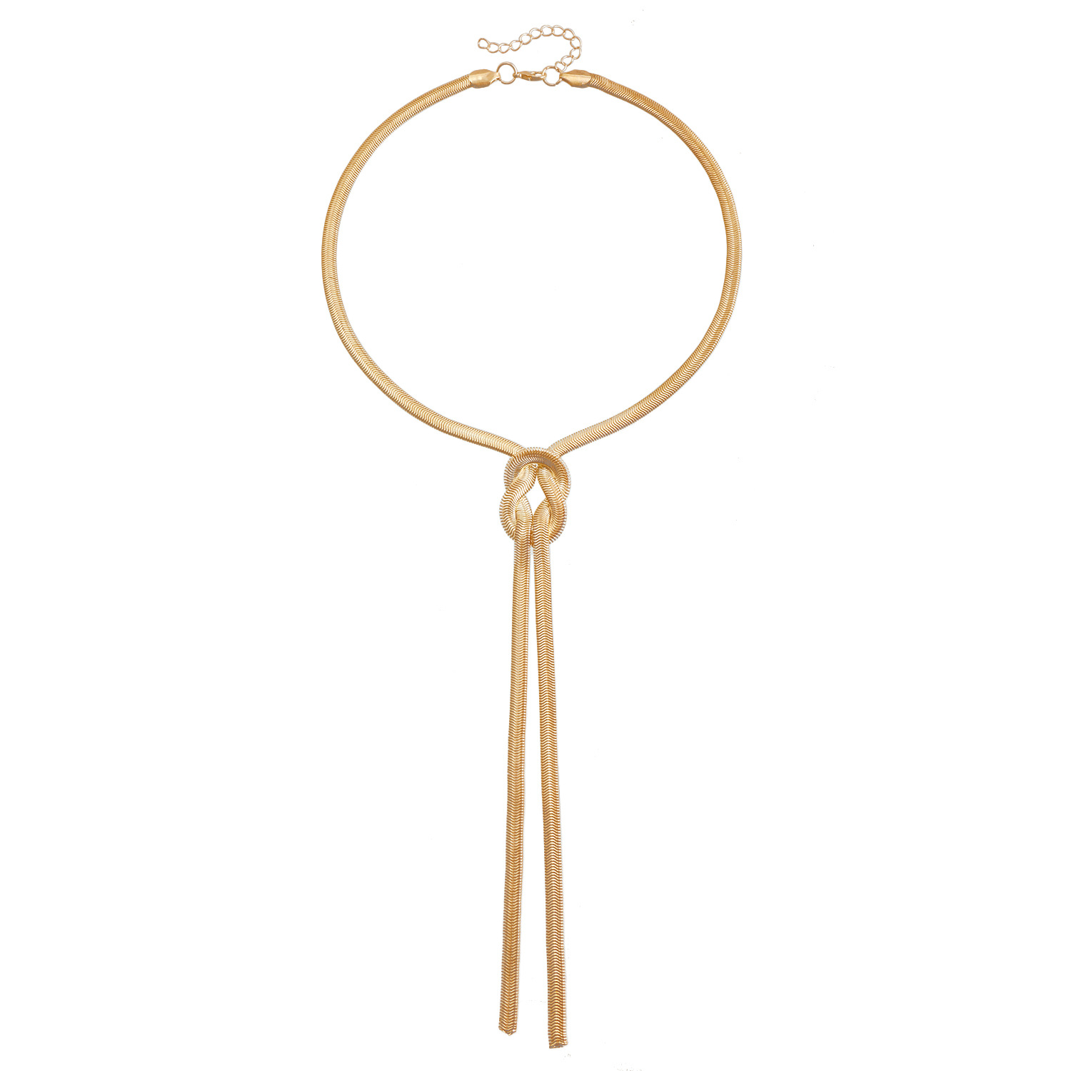 Gothetic Punk Metal Flat Snake Chain Chest Knoted Choker Necklaces For Women Gold Plated Long Tassel Necklace Sexy Jewelry Aesthetics Party Gift Y2K