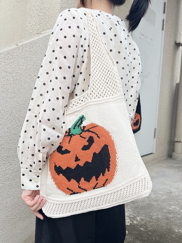 Women Fashion Shoulder Halloween Funny Pumpkin Tote Trend Knitted Bag Free shipping dh910320090