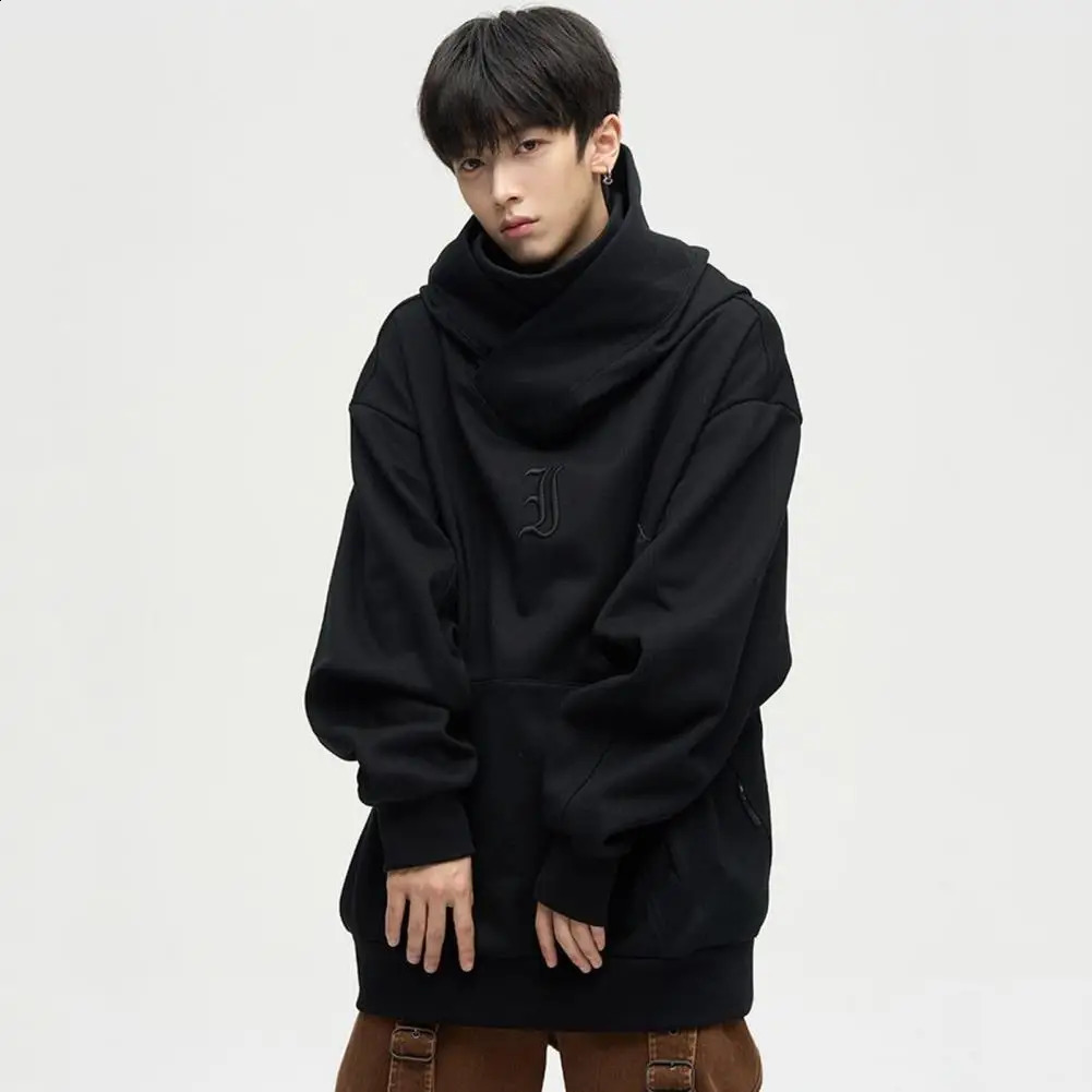 Mens polyester sportswear fashion mens polyester sportswear Harajuku City street clothing mens cyberpunk hoodie winter 240909