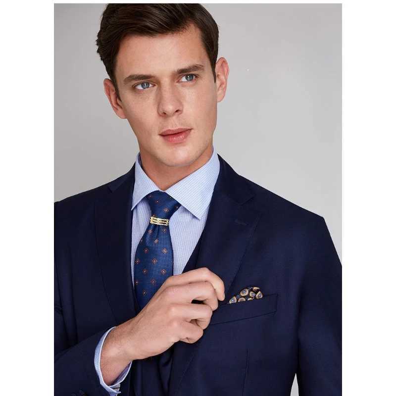 Fashionable luxury mens D-shaped zircon tie clip Mobius ring tie buckle fixed ring wedding party shirt clothing accessories W240907