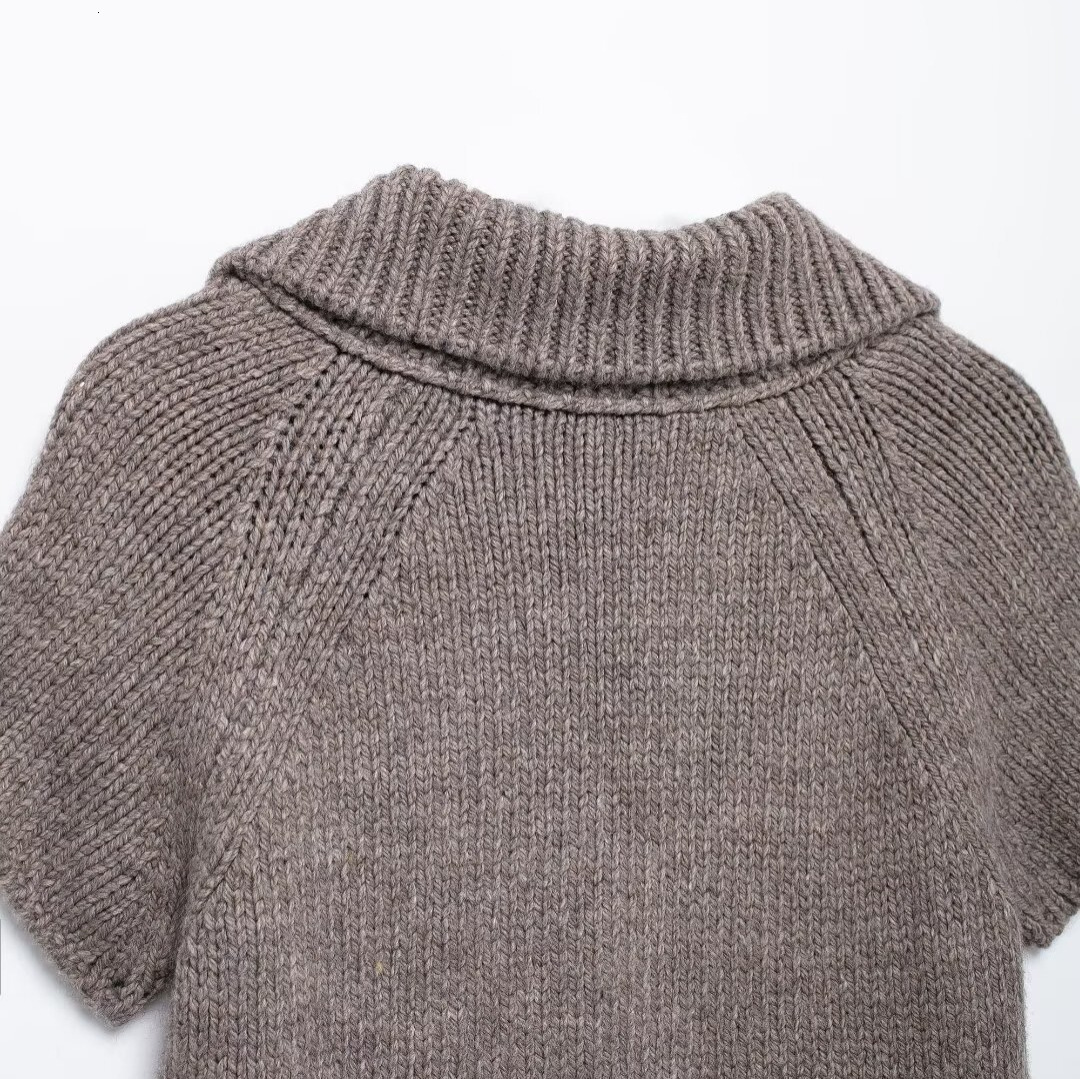 Short Sleeved Fashion Y2k New Product Womens Autumn Navel Button Decorative Leak Knitted Jacket Street