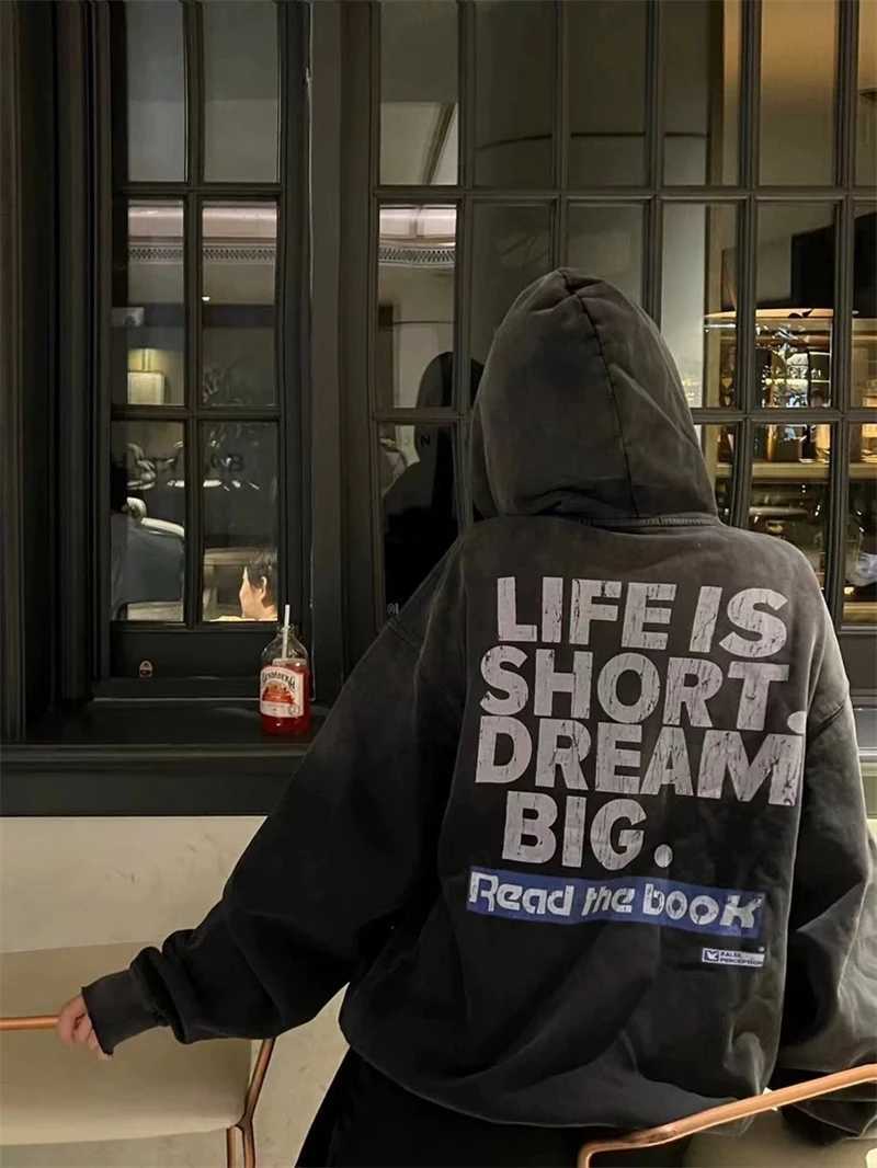 New False Highquality Cracked Letter Printed Hoodie High Street Casual Loose Cotton Oversized Street Rock Hiphop Pop Vintage W251020