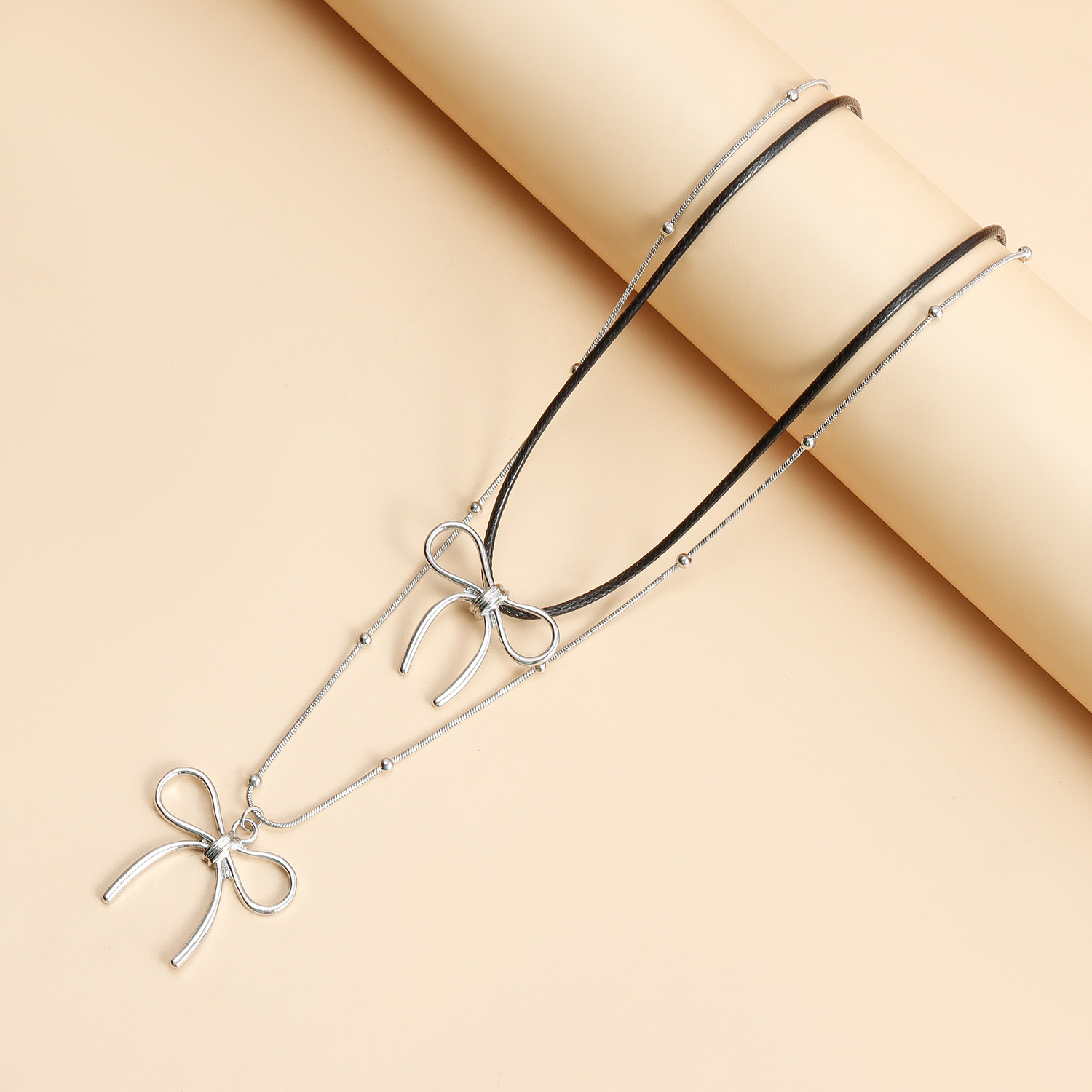 Elegant Double Layered Necklace for Sweet Cool Girls Chic Layering Statement Piece Butterfly Pendant Necklaces For Women Choker Silver Plated Y2K Jewe