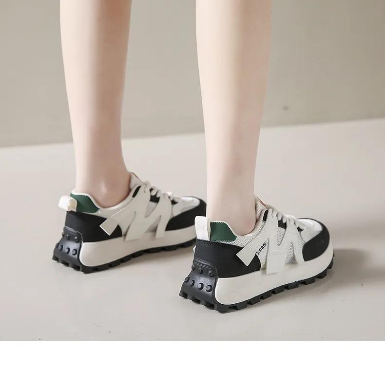 Women's Breathable Heighten Autumn Athleisure Comfortable Lightweight Versatile Running Shoes Triple Black Free shipping size 35-40 Lhshoe