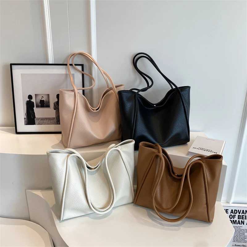 Large Totes Bag for Women 2024 New in Fashion Design Solid Color High Capacity Leather Shoulder Side Female Shopper Handbags 240909