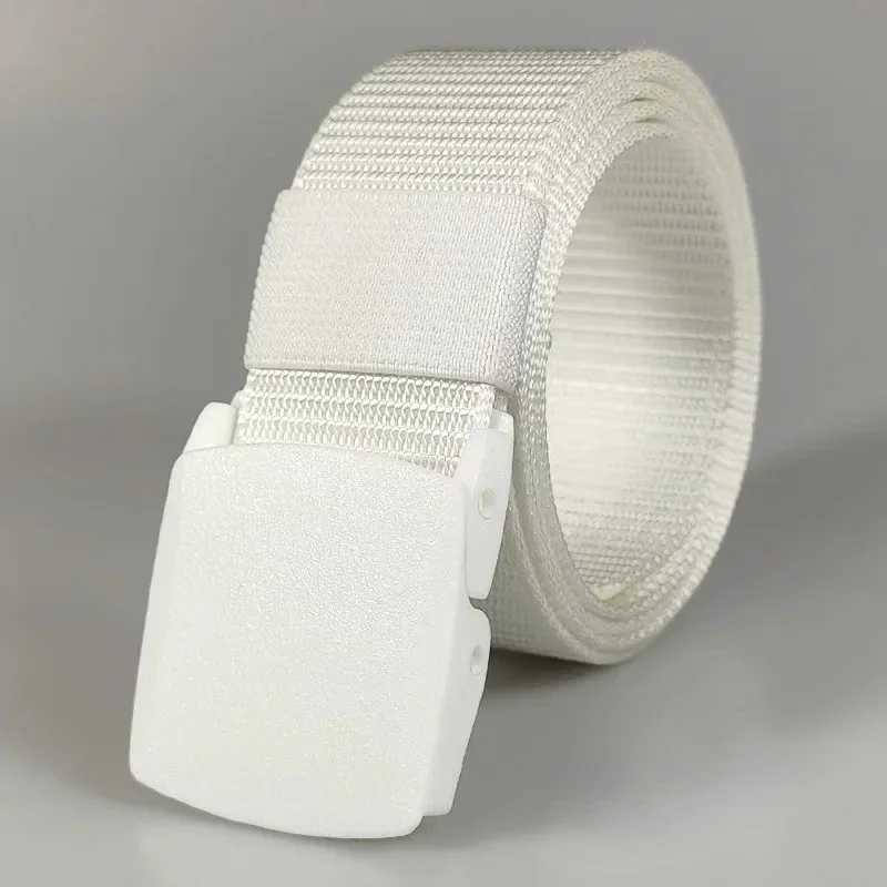 Automatic buckle nylon womens belt canvas outdoor travel premium mens sports pants non-metallic belt white black blue red W240920