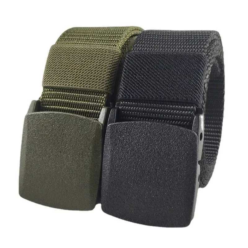 Automatic buckle nylon womens belt canvas outdoor travel premium mens sports pants non-metallic belt white black blue red W240920