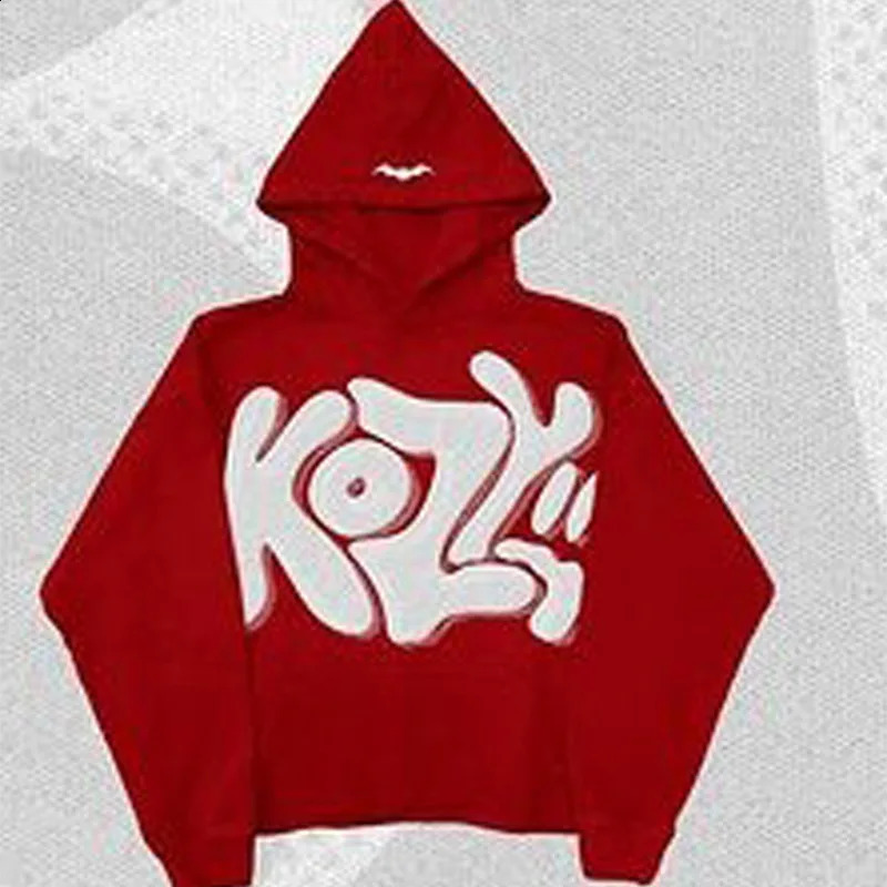 Y2k printed mens hoodie hiphop oversized pocket sweater Harajuku punk streetwear loose zipper 240909