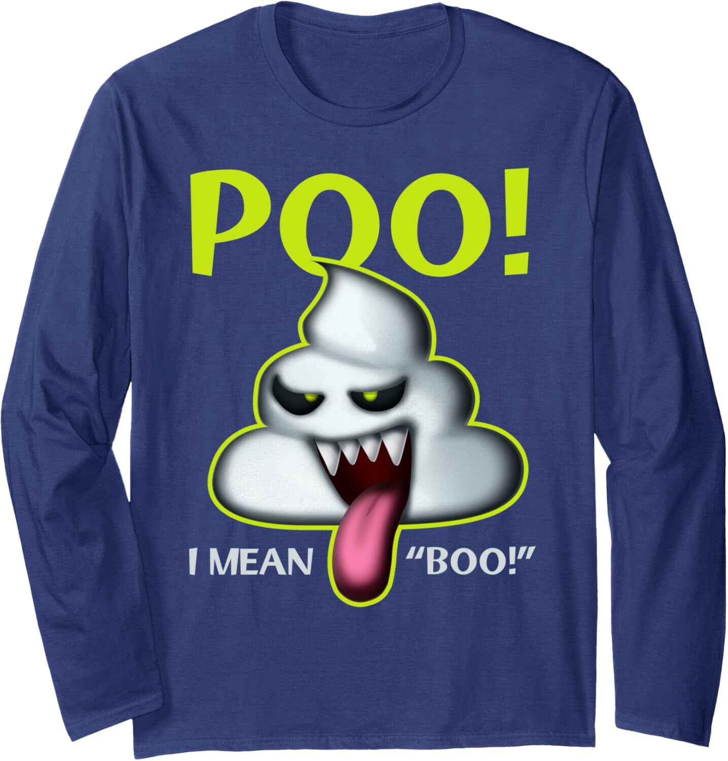 Long Sleeve Shirts for Men sweatshirt Poo I Mean Boo Spooky Smile Poop Halloween Gift Tee Streetwear Casual tops clothes
