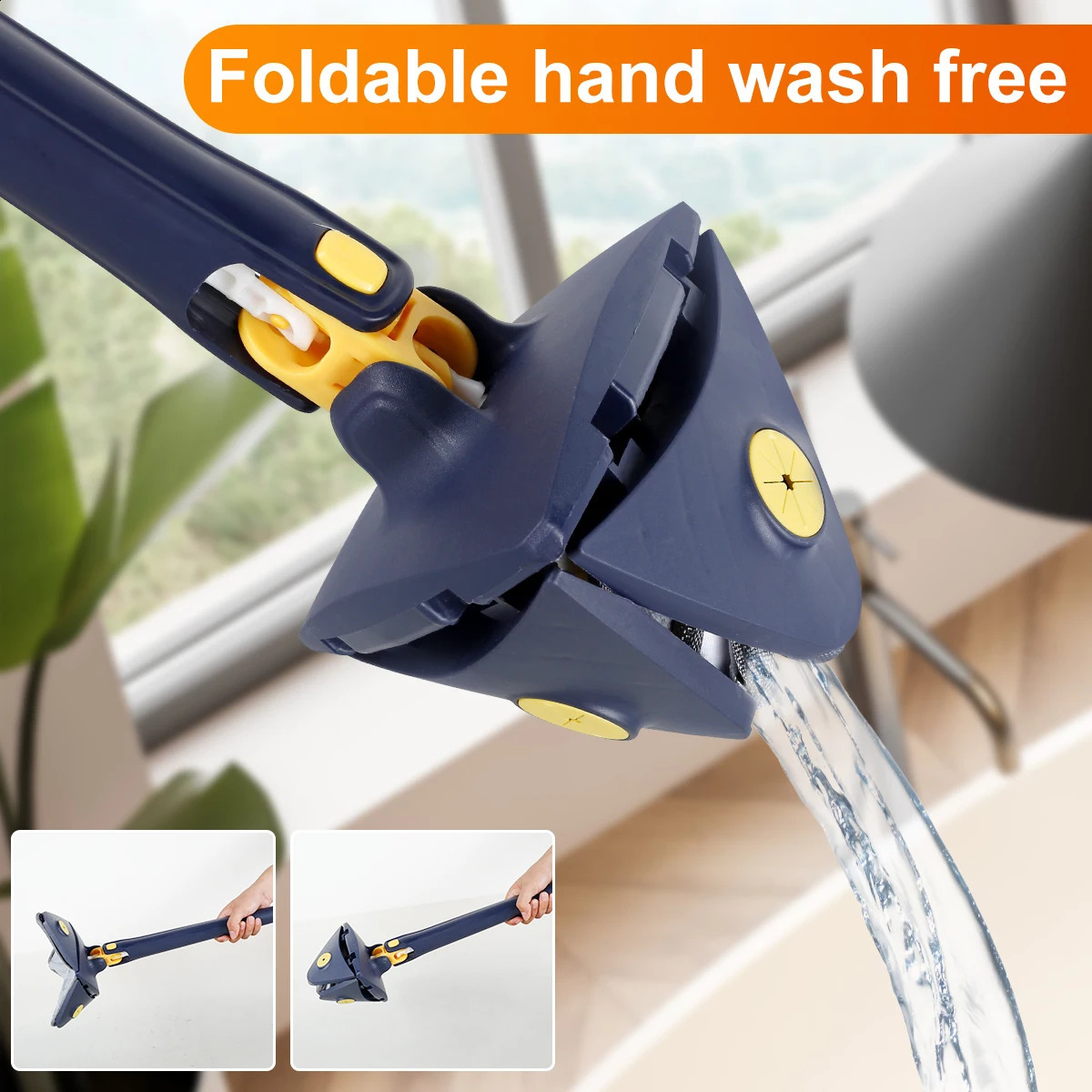 Telescopic Triangle Mop 360° Rotatable Selfwringing Extended Adjustable Floor Squeeze Free Hand Washing Lazy Tool 240904