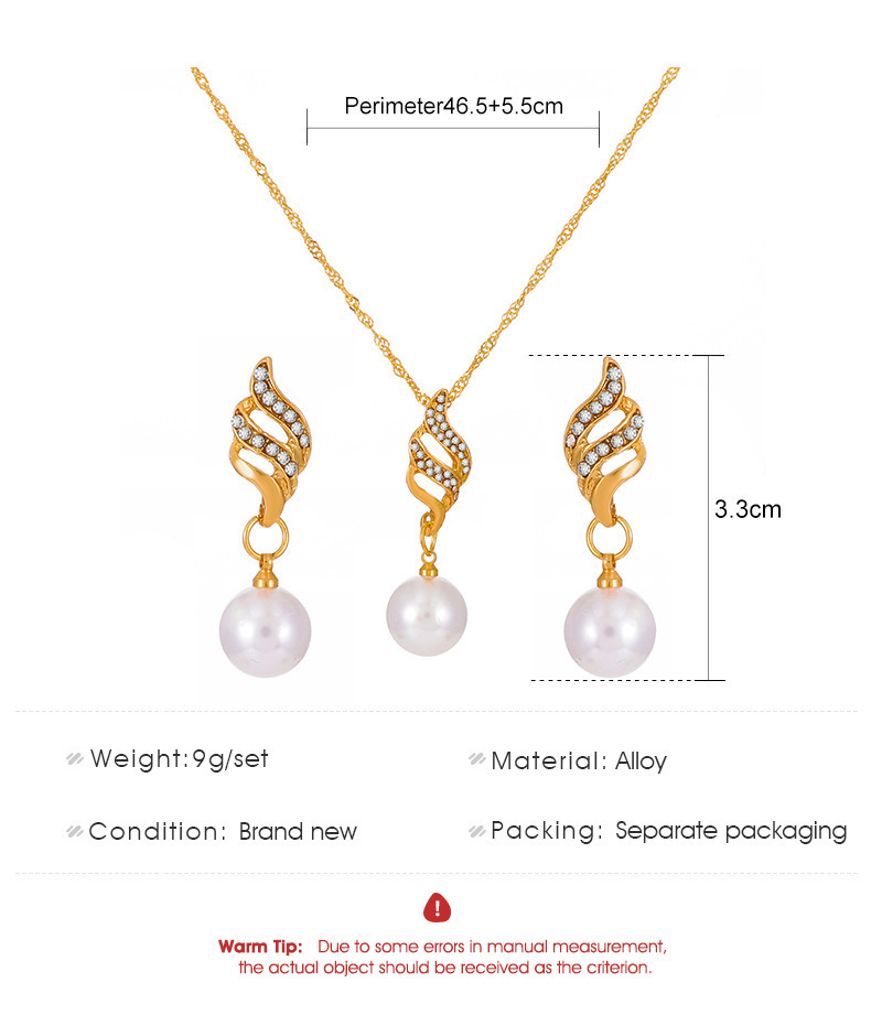 Trendy Western Style Pearl Charm Set - Adorable Necklace and Earring Two-Piece Jewelry