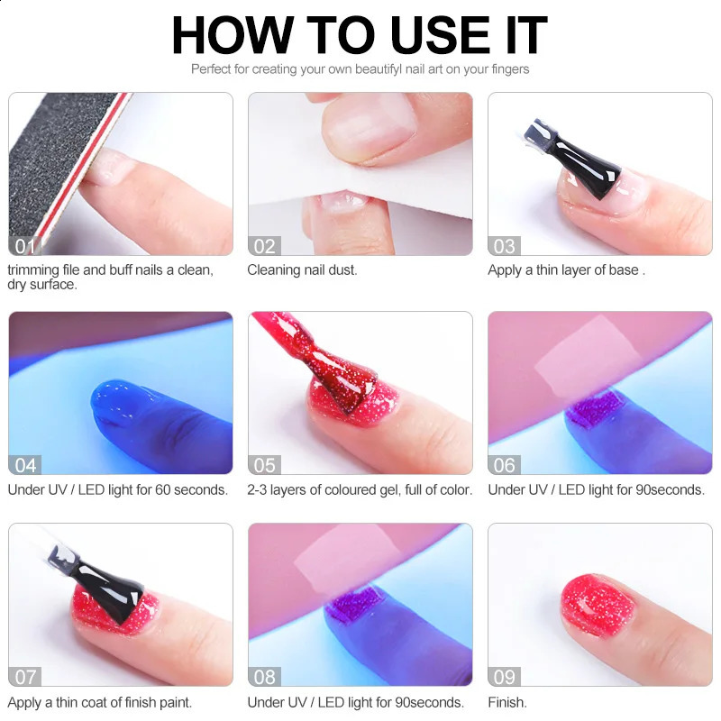 Nail art kit gel nail polish kit with UV LED light dryer semi permanent gel varnish quick build kit professional nail art tool Ki 240903