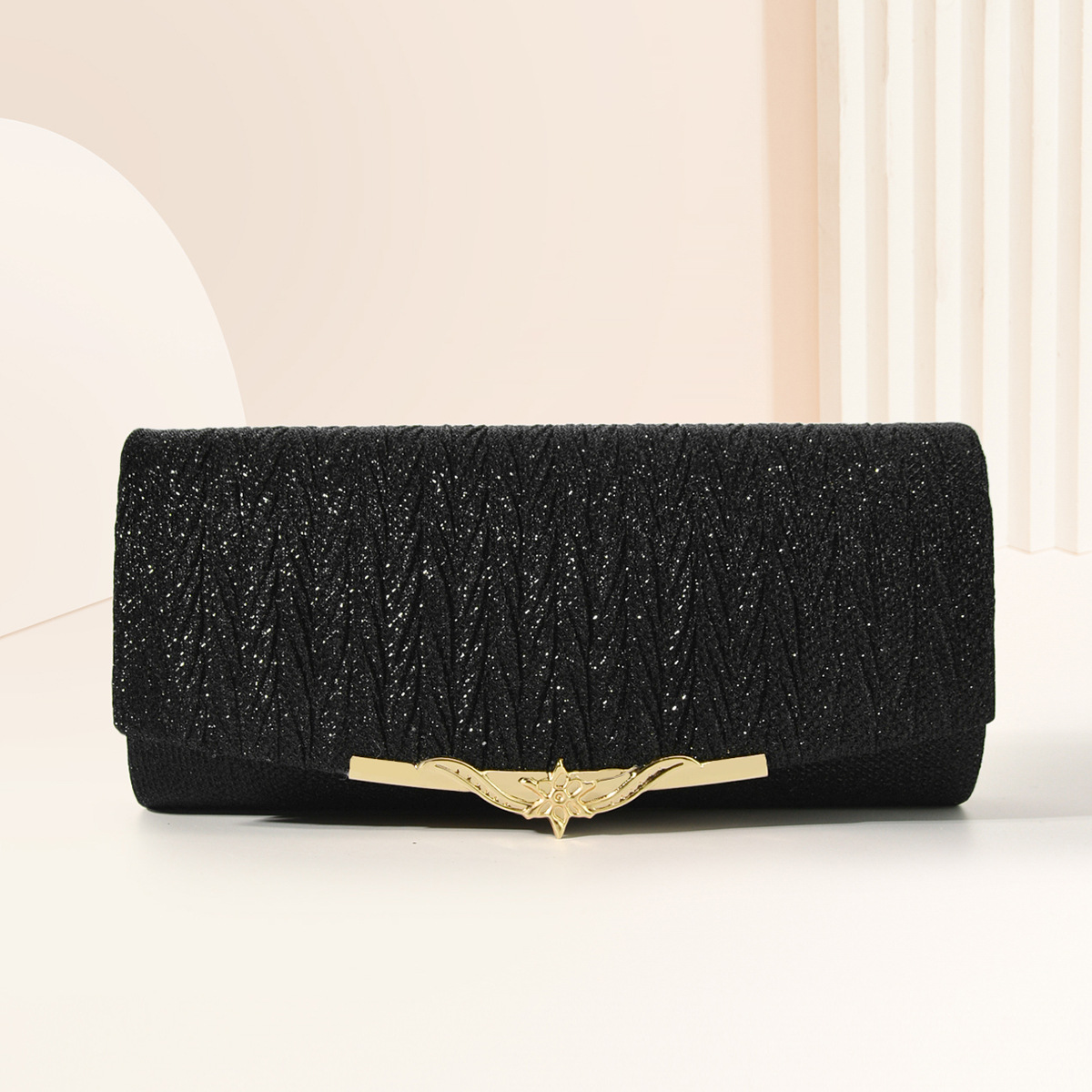 European and American fashion women's crossbody bag Pleated metal stripes Glitter Clutch bag