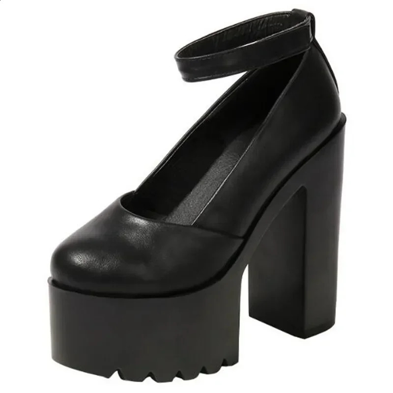 2025 new Women Pumps 14CM Thick High Heels Black Sexy PU Slip On Round Toe waterproof Party Wedding Office Career shoes for women 240904