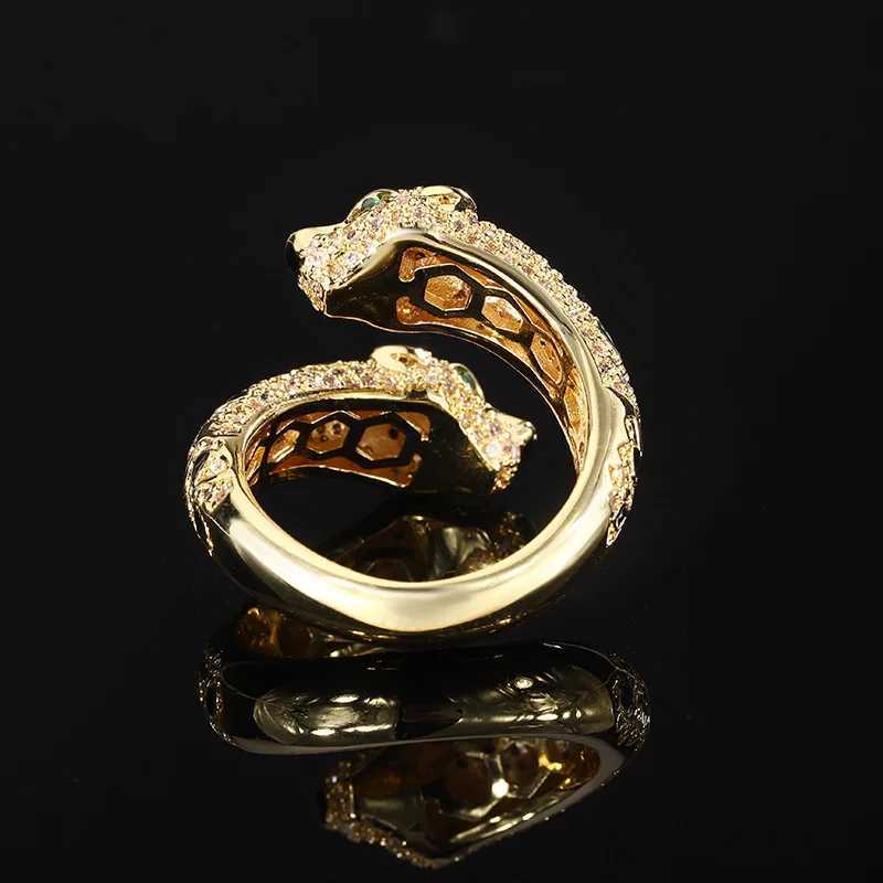 2024 New European and American Retro Leopard Ring Fashion Personality Luxury Diamond W240909