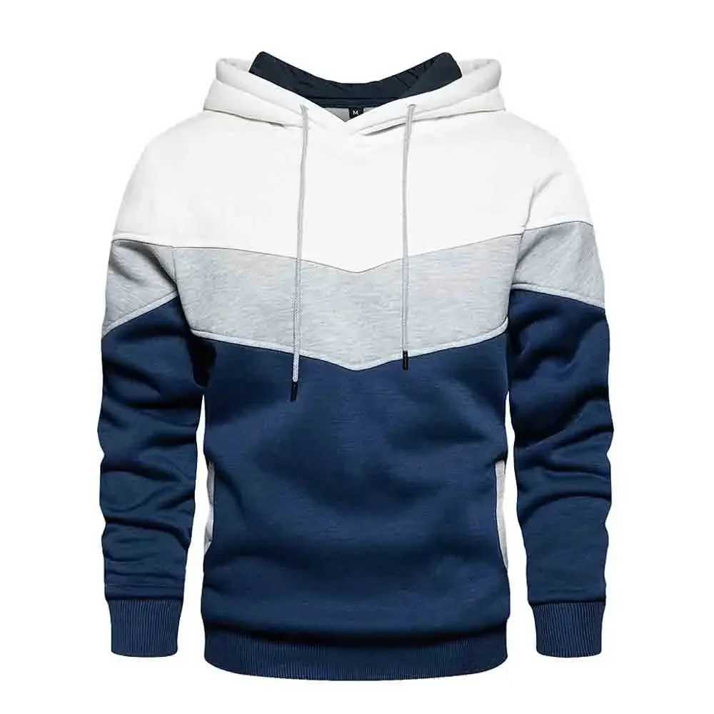 Mens patch work hoodie sports hoodie casual loose wool warm streetwear mens fashion autumn and winter sportswear W240921