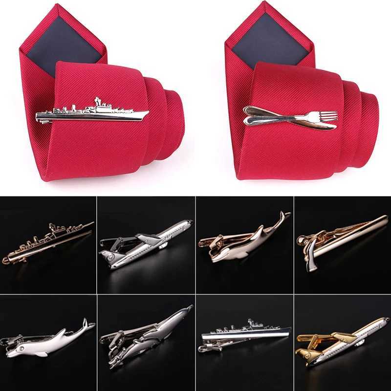 Mens alloy metal gold tie clip cufflinks steamboat dolphin airplane tie bar wedding jewelry pin W250111