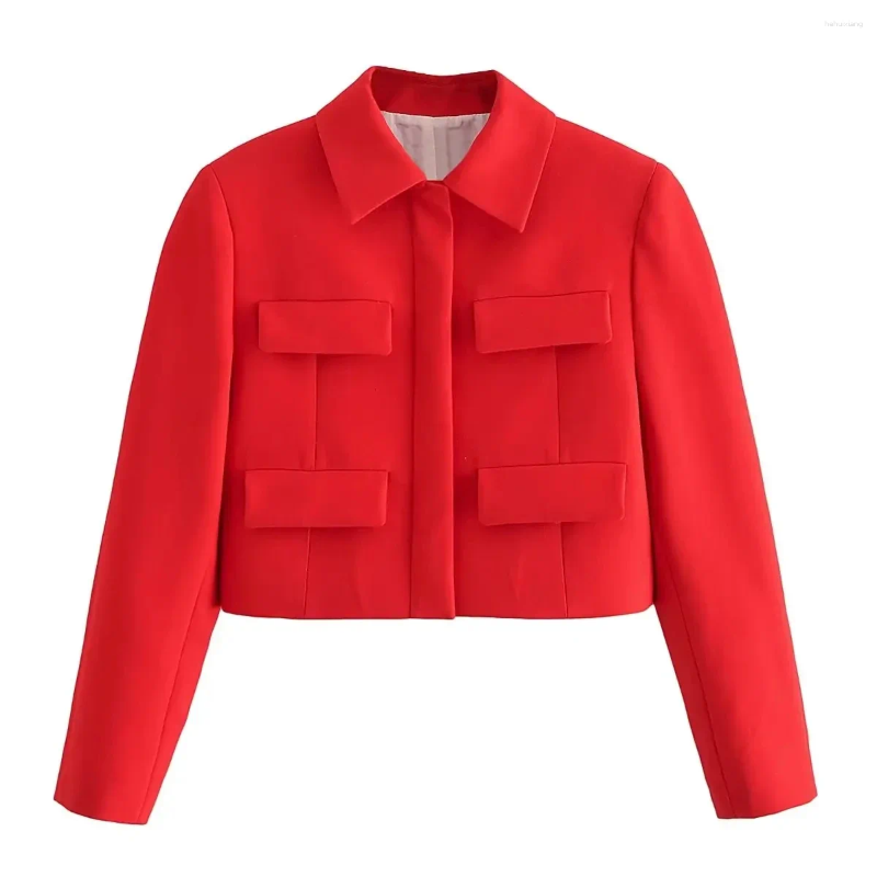 Women's Cropped Blazers: Flapped, Long-Sleeve Snap-Button Short Jackets