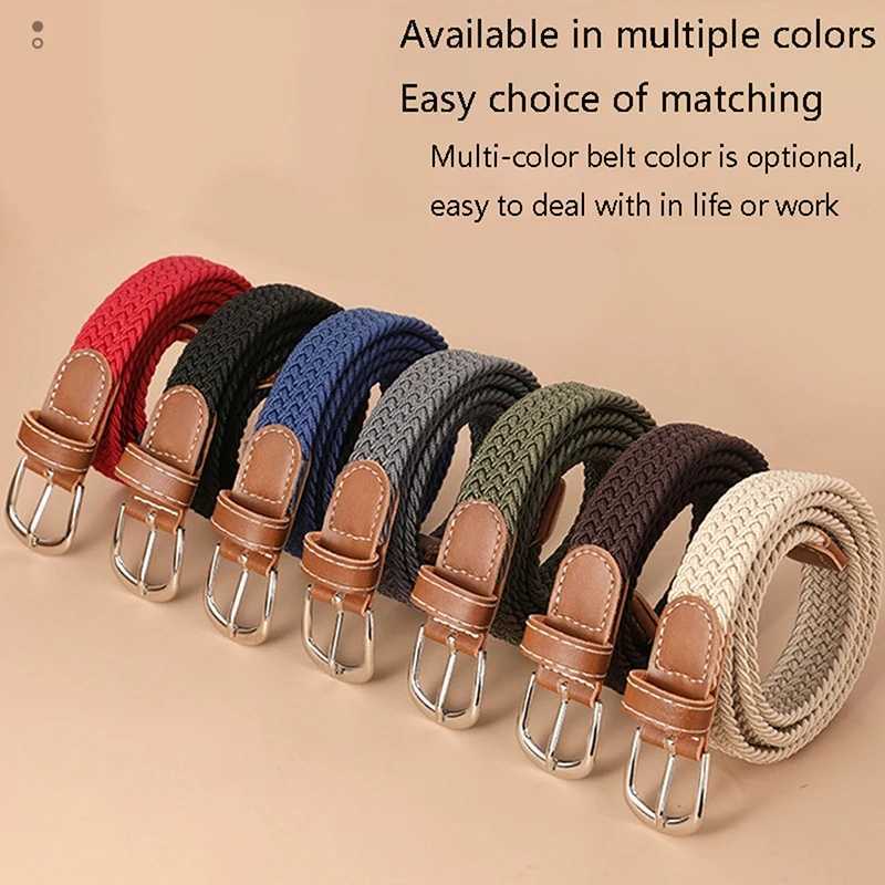 1 unmarked womens canvas belt with metal buckle womens elastic woven belt punching machine W250109