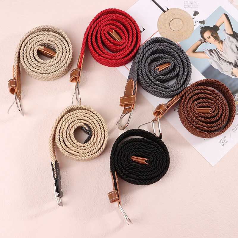 1 unmarked womens canvas belt with metal buckle womens elastic woven belt punching machine W250109
