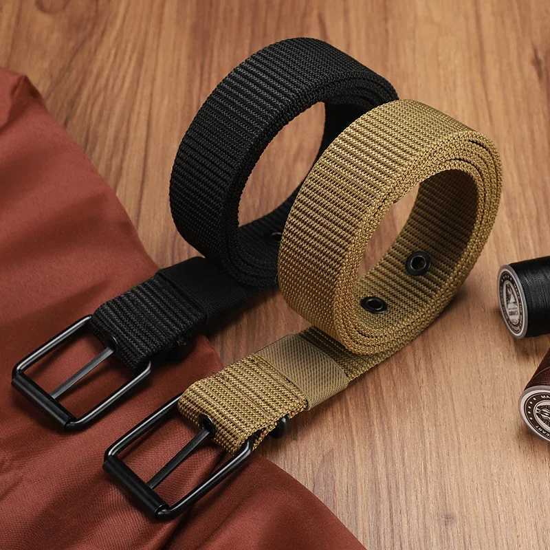 Mens belt Porous canvas buckle leather belt outdoor sports belt womens fashionable eye belt womens jeans belt W250109