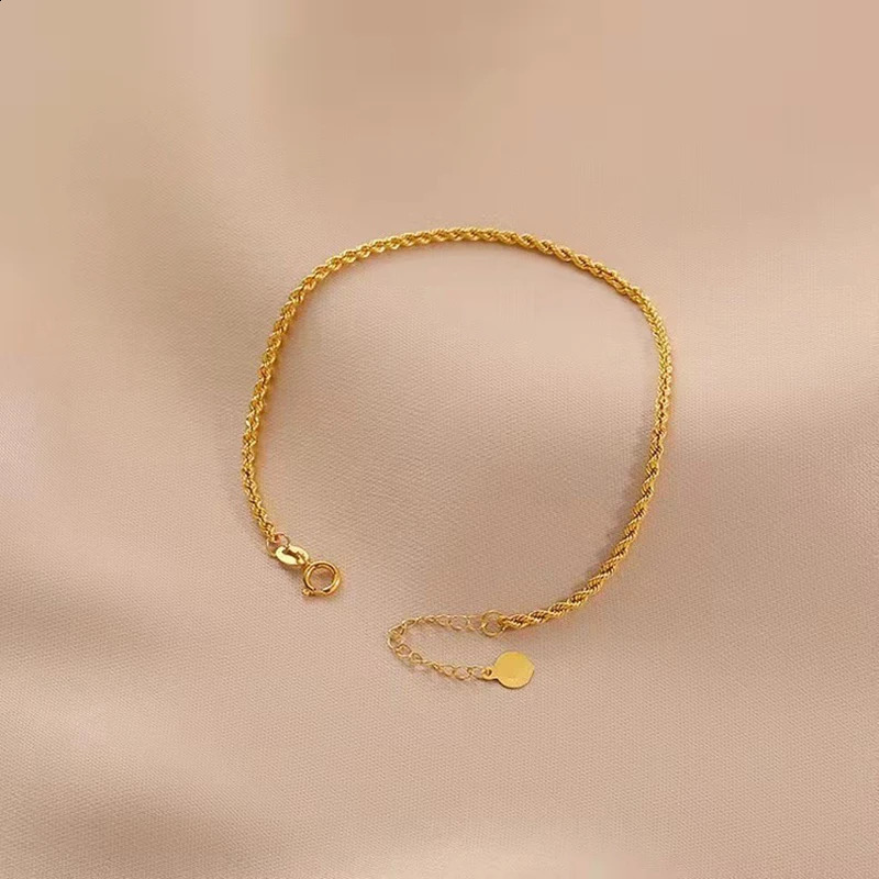 YUNLI Real 18K Gold Twisted Chain Bracelet Pure AU750 Adjustable Hemp Rope Chain Womens Exquisite Jewelry Gift BR016 240909