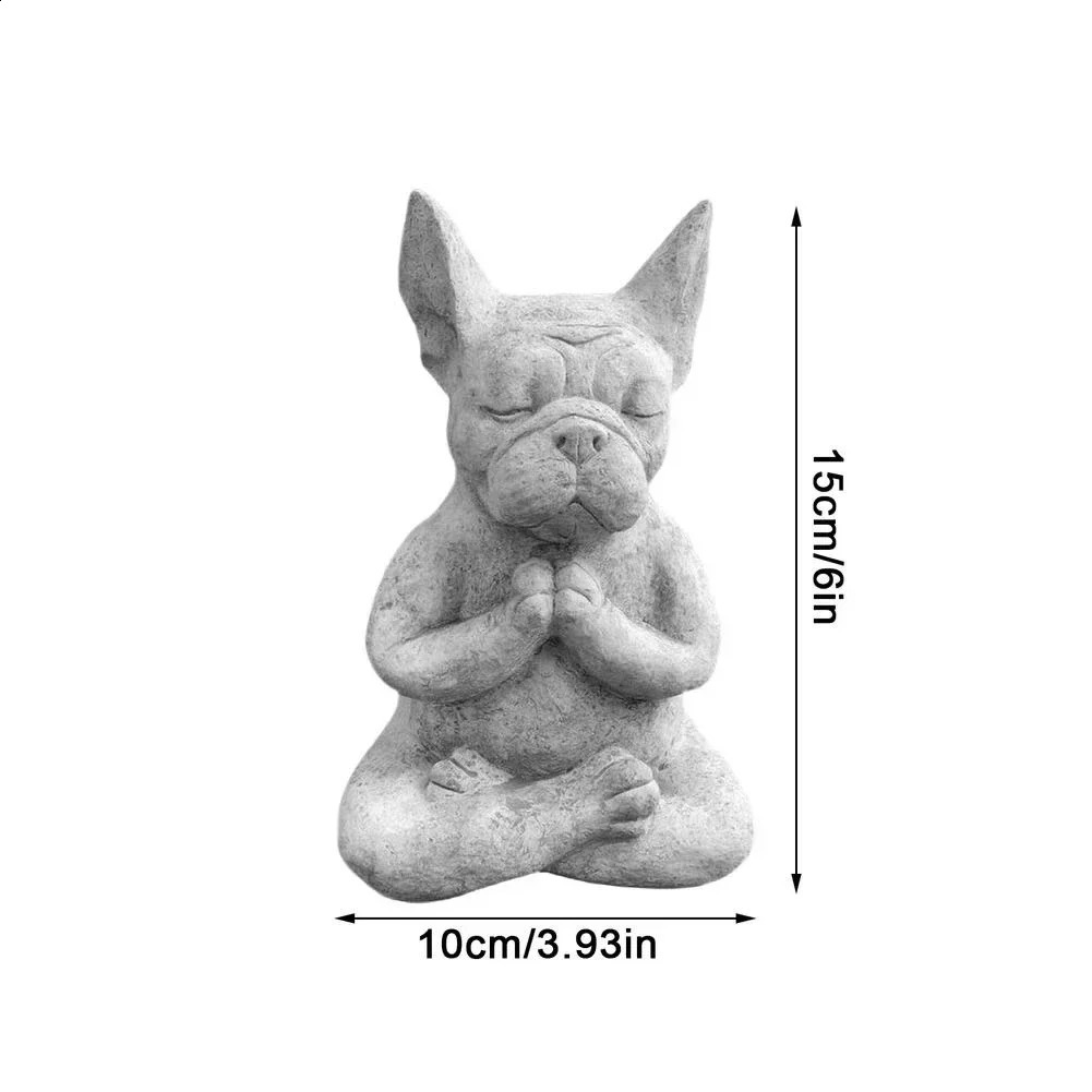 Yoga Pose Meditation Dog Resin Statue Ornaments Waterproof Prayer Zen French Bulldog Sculpture Crafts Garden Decoration Figurine 240909
