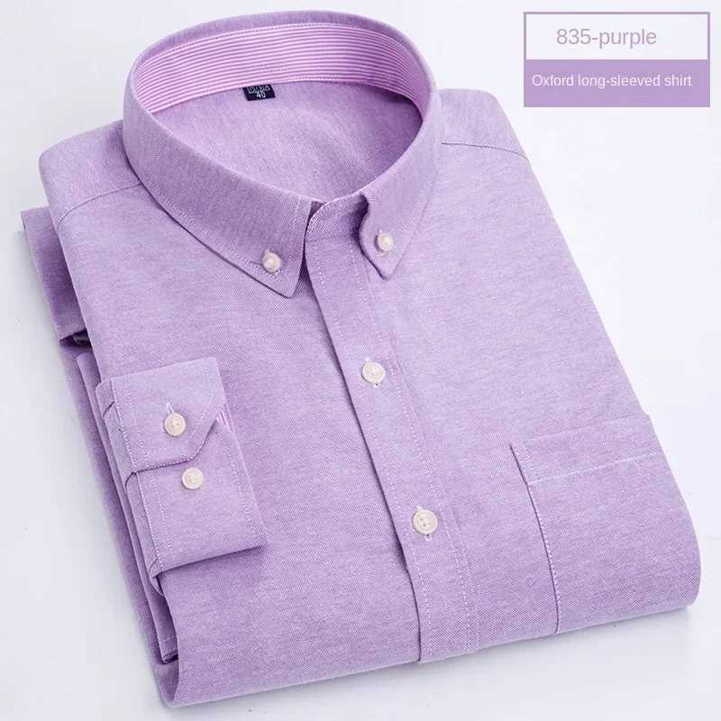 Mens long sleeved solid color mens fashionable slim fit business shirt trend wholesale X2410071