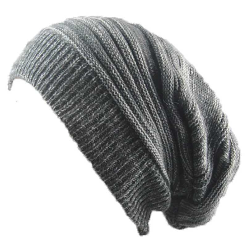 Men and Wen Hat Mixed Color Cotton Striped Hip Hop Winter Warm Hat Beanies Knitted On Loose Hat Outdoor Warm Plover Caps X250212