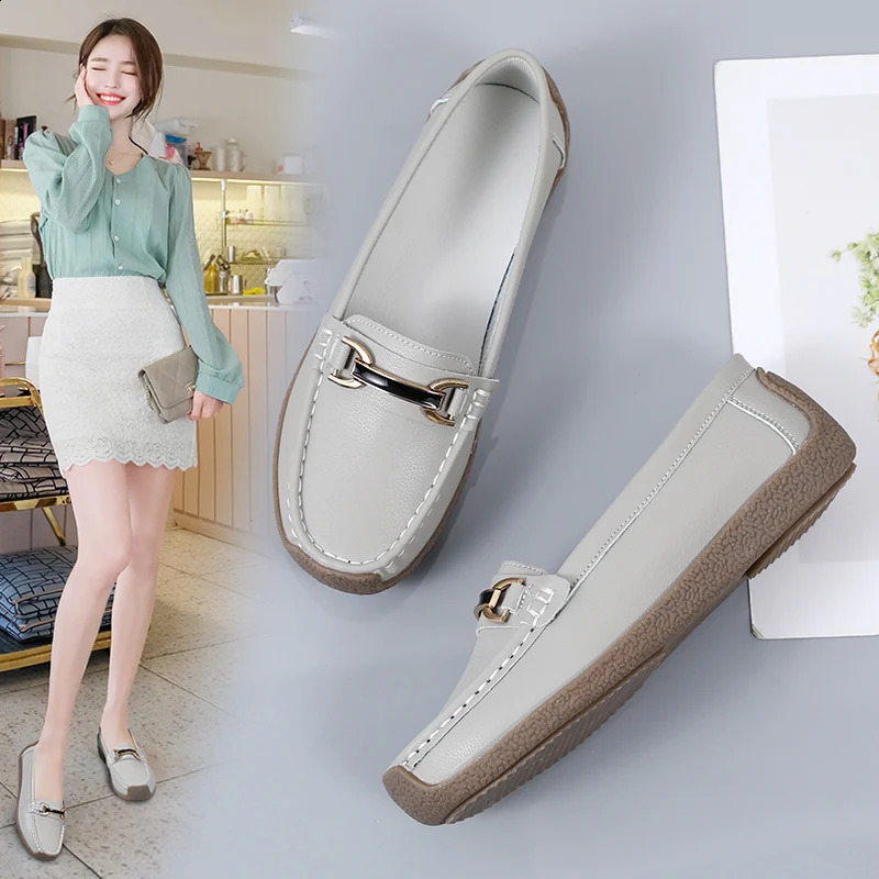 er Womens Casual Shoes Leather Slippers on Flat Shoes Womens Loafers Moccasins Sneakers Womens Plus Size 35-44 240909