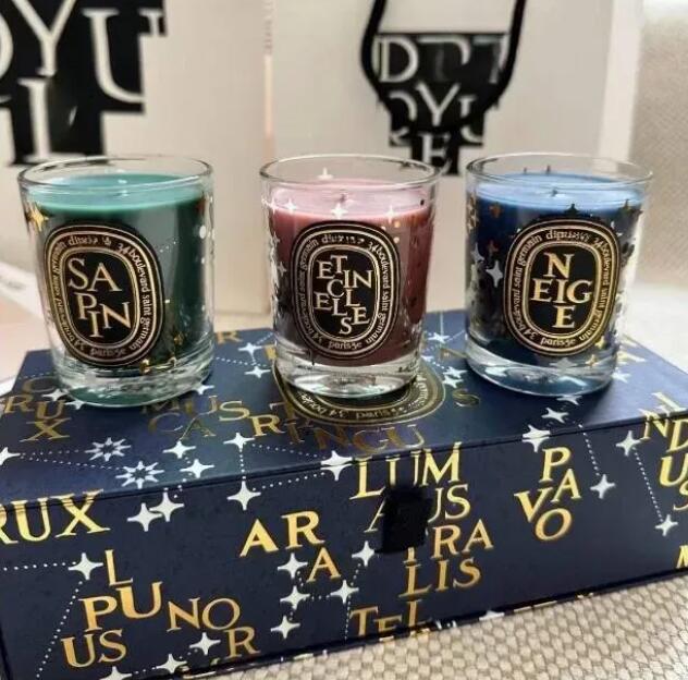 Scented Candle 70g x3 Scented Candles Etincelles Sapin TUBEREUSE NEIGE Limited Gift Box Set Wedding Gift Fragrance Glass Incense Candles Cup Set w2503
