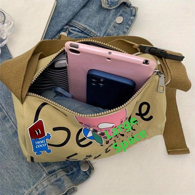 Bag High Beauty Letter Printed Canvas Pillow For Work Travel Single Shoulder Youth Daily Versatile Casual Crossbody Bags zhanyishengli