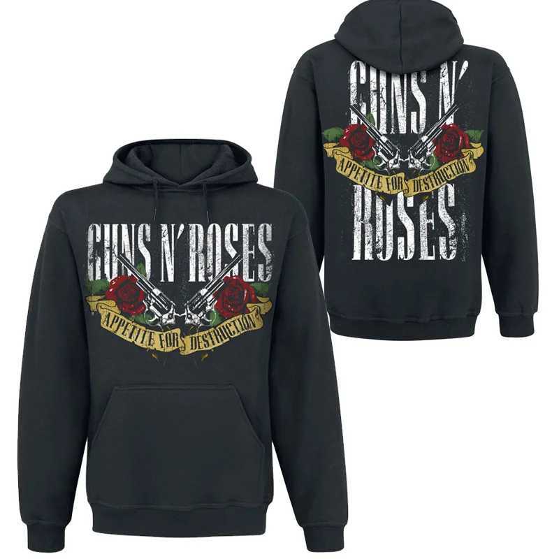 hoodies guns roses rock bands printed hoodies punk retro hip-hop hoodies sweatshirts CL240909