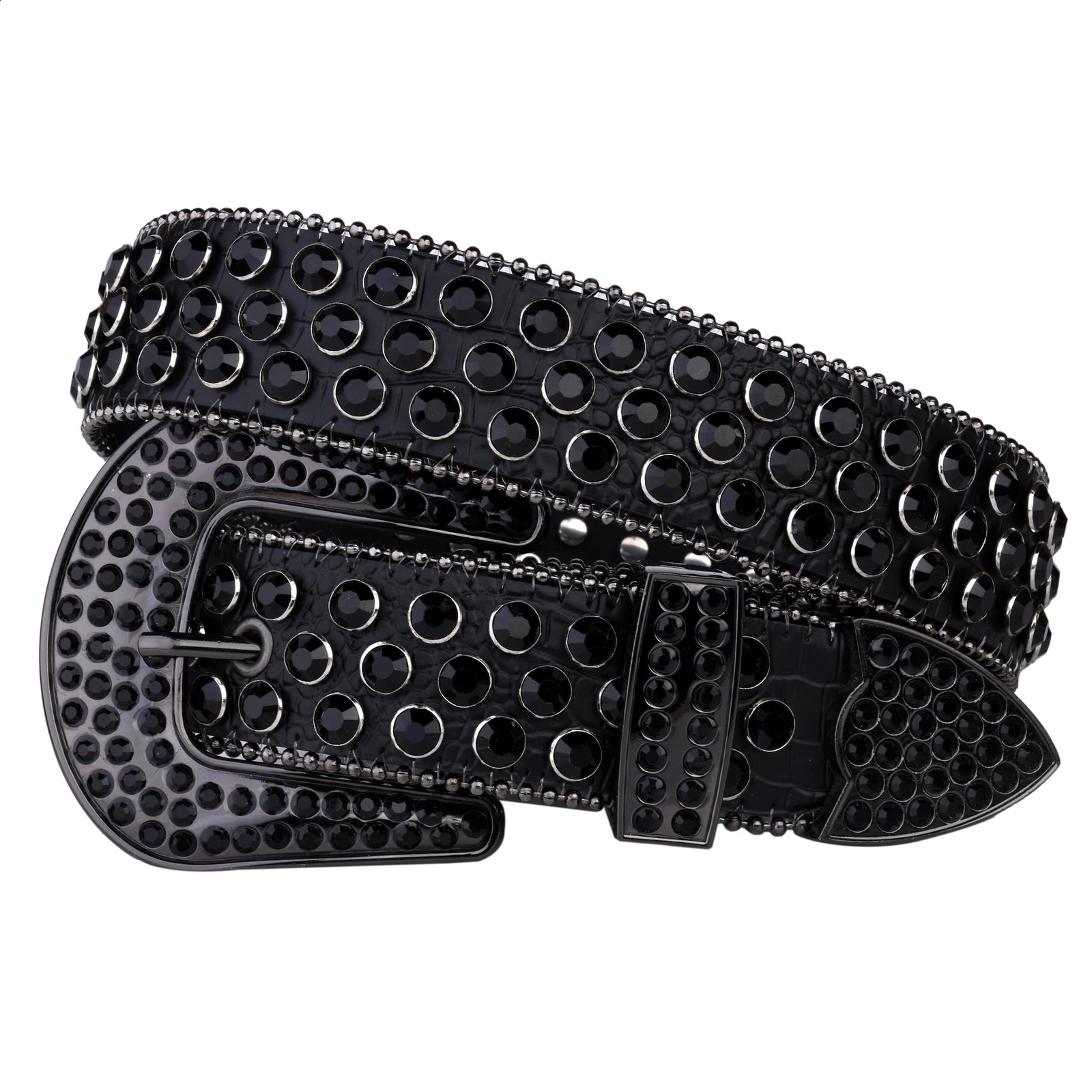 Stud rhinestone strap womens fashion strap shiny Pu leather strap wedding party strap couple Valentines Day gift 240909