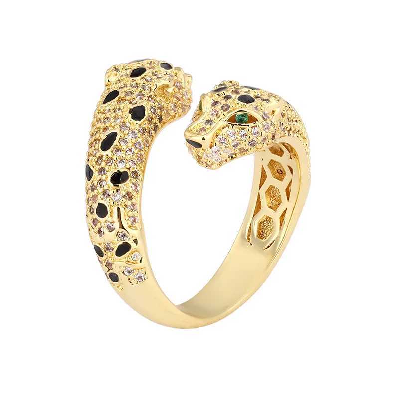 2024 New European and American Retro Leopard Ring Fashion Personality Luxury Diamond W240909