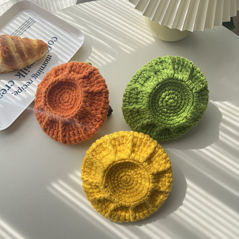 Halloween creative handmade cute pumpkin woven yarn crochet bag finished handbag dh5727163